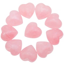 TUMBEELLUWA 1Lot (10Pc) Natural Pink Quartz Puff Heart LOVE Palm Worry Stone Healing Crystal 0.5 inches 2024 - buy cheap