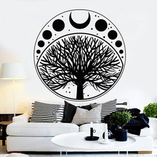 Фазы Луны цикл Дерево жизни наклейка-символ виниловая наклейка на стену искусство домашний декор обои спальня настенное украшение съемный LC1018 2024 - купить недорого