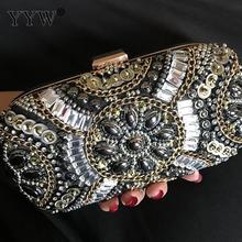 Crossbody Bags For Women Clutch Purse With Rhinestone Floral Black Evening Party Bag Luxury Designer Clutches Chain Shoulder Bag 2024 - buy cheap