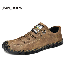 JUNJARM Men's Leather Casual Shoes Moccasins Men Loafers Brand Spring New Fashion Sneakers Genuine Leather Male Shoes 38-46 2024 - buy cheap