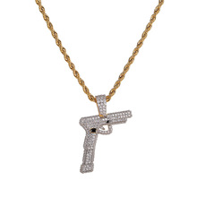 Hip Hop Micro Paved AAA Cubic Zirconia Bling Ice Out Automatic pistol Gun Pendants Necklaces for Men Rapper Jewelry Gold Color 2024 - buy cheap