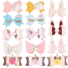 14pcs/lot Glitter Unicorn Hair Bows Easter Bunny Hairpins for Girls Flower Gift Clip Chunky Birthday Outfit Party Dress Headwear 2024 - buy cheap