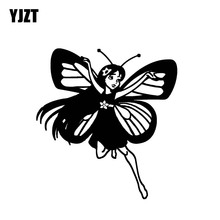 YJZT 14,9*16,1 см милый элегантный цветок феи Ангел наклейка черный/серебристый покрытие тела силуэт автомобиля стикер винил C20-1588 2024 - купить недорого