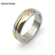Alianças de casamento unissex tamanho eua 5-15, anel simples linha dourada, aço inoxidável, 2 cores, anel feminino masculino, joia, frete grátis 2024 - compre barato