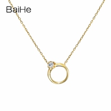 BAIHE-collar de oro amarillo de 18K liso H/SI 0,02ct, diamante Natural delicado de moda, joyería, regalo 2024 - compra barato