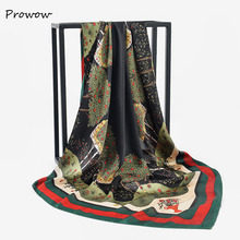 90x90cm Women Scarf Luxury Satin Large Square Silk Shawl Wrap Foulard Print Square Scarf Brand Design Handkerchief  FJ014 2024 - buy cheap