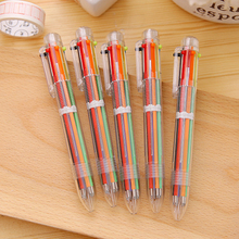50 шт. kawaii 6 цветов в 1 креативная шариковая ручка разноцветные школьные и офисные принадлежности, ручки для детей, подарок для девочек, канцелярские принадлежности 2024 - купить недорого
