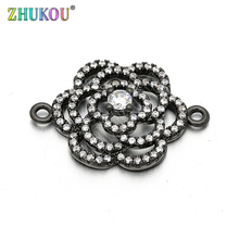 18*25mm bronze zircônia cúbica cristal amuletos conectores para diy joias achados, furo: 1.6mm, modelo: vs46 2024 - compre barato