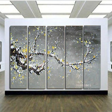 Handmade Wall Painting Grey Picture Plum Blossom Home Decor Canvas Paintings Flower Abstract Pictures On The Wall For Room Decor 2024 - buy cheap