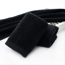 Toalla de algodón de felpa negra, toalla de cara gruesa de algodón, 34x72cm, 50x80 cm, bordado con logo disponible 2024 - compra barato