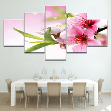 Canvas Wall Art Pictures Modular Home Decor 5 Pieces Pink White Flowers Blossom Painting Living Room HD Prints Poster Framework 2024 - buy cheap