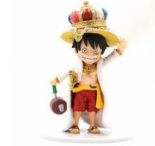 Figura de anime japonês 17cm, action figure versão q, luffy, coroa, chapéu de palha ver, modelo colecionável para meninos 2024 - compre barato