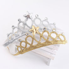 Kids Girl Princess Crown Headband Glitter Felt Vintage Gold Silver Tiara Hairbands Birthday Gift Party Head Accessory Head Wear 2024 - buy cheap