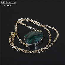 Natural green stone real druzy gem stone chain necklace faceted quartz stone pendant necklace for women statement jewelry 2024 - buy cheap