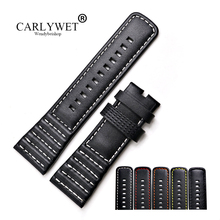 CARLYWET 28mm Wholesale Real Leather With Black White Orange Red Yellow Stitches Wrist Watch Band Strap Belt For Seven Friday 2024 - buy cheap