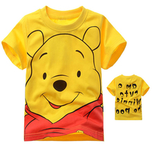Летняя футболка для мальчиков и девочек, хлопковая футболка с короткими рукавами, детская одежда с принтом Винни из мультфильма для мальчиков 2024 - купить недорого