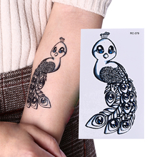 Mini tatuaje temporal de pavo real para mujer, pegatina Flash, tatuajes falsos, brazo, pavo real, tatuaje a prueba de agua 2024 - compra barato