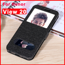 For Huawei Honor View 20 flip case leather + TPU shell open window phone battery cover For Honor View20 back cover holster 6.4" 2024 - buy cheap