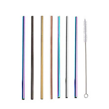 Colorful 304 Stainless Steel Straws Reusable Straight Bent Metal Drinking Straw With Cleaner Brush Set Party Bar Accessory 2024 - buy cheap