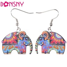 Pendientes grandes de gota acrílica de elefante Bonsny noticias largas 2015 accesorios de joyería de moda para mujer niñas diseño Animal lindo 2024 - compra barato