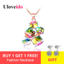 Uloveido Multicolor Geometric Necklaces & Pendants Rose Gold Color Necklace Women Pendant with Chain Jewelry Suspension GR125 2024 - buy cheap