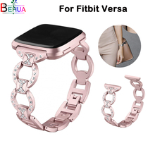 Pulseira inteligente de aço inoxidável, pulseira de substituição para fitbit versa, pulseira esportiva para fitbit versa 2024 - compre barato