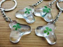 20 pcs key ring real clover triangle shamrock sample four leaf clover keychain 2024 - buy cheap