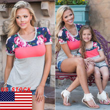 Us Mother And Daughter Parent-child Floral Clothes Top Family Matching Outfits 2024 - buy cheap