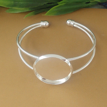High Quality 20mm Silver Plated Bangle Base Bracelet Blank Findings Tray Bezel Setting Cabochon Cameo diy bracelet marking 06083 2024 - buy cheap
