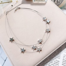 Silver Star Choker Necklace Chain Alloy Dangle Dainty Charm Multi-layer Necklace Women Fashion Jewelry Adjustable Trendy Gift 2024 - buy cheap