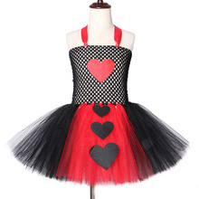 Queen Of Hearts Girls Tutu Dress Black Red Girls Tulle Dress Girls Halloween Christmas costume Party Cosplay Costume For Kids 2024 - buy cheap
