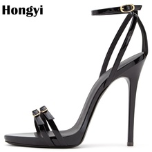 Hongyi Summer Sexy Sandals Women Open Toe Slingback Extreme High Heels Buckle Strap Black Graceful Party Shoes Plus Size 2024 - buy cheap