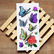 3D Butterfly Rose Tattoo Decals Body Art Decal Butterfly Rose Waterproof Paper Temporary Tattoo #002 2024 - buy cheap
