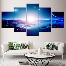 Картина на холсте Вселенная синий пейзаж 5 шт. настенная живопись модульные обои печать плакатов для гостиной домашний декор 2024 - купить недорого