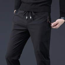 2019 Slim Calça Casual Calças Esportivas de estilo Coreano Homens Magros Retas Calças dos homens verão moda casual homem homme preto calças 2024 - compre barato