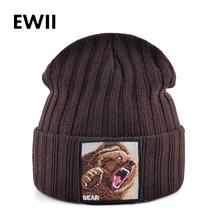 Winter beanies hats for men knitted beanie hat spring casual women embroidery caps men animal bear cap skulliles bonnet femme 2024 - buy cheap