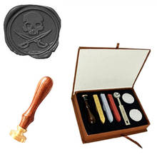 Vintage Skull Cross Sword Caribbean Pirate Picture Letter Wedding Invitation Wax Seal Stamp Sticks Melting Spoon Gift Box Set 2024 - buy cheap