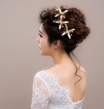 Hot sale new butterfly hair clip Gold and silver wedding dress accessories necklace Bridal jewelry 2024 - buy cheap