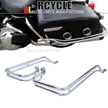 Chrome Motorcycle Twin Side Saddlebag Rail Guard Bar Kit Passenger Side Box Bag Guard Protection for Harley Touring 2009-2013 2024 - buy cheap