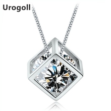 Fashion 925 Sterling Silver Jewelry For Women Geometric Cubic Zirconia Charm Necklace&Pendant Mother's Necklaces 2024 - buy cheap