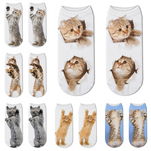 3D Printing Women Cats Socks Fashion Funny Cotton Short Socks  Unisex Creativity Compression Harajuku Low Ankle Socks For Female 2024 - buy cheap