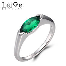 LeiGe Jewelry Emerald Wedding Rings May Birthstone Rings Marquise Cut Green Gemstone Genuine 925 Sterling Silver Solitaire Rings 2024 - buy cheap