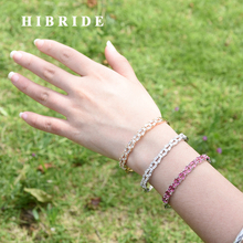 HIBRIDE Top Quality Famous Design Bracelet Micro Pave Setting Zircon Stone Bangles For Women Wedding Bracelet Jewelry B-65 2024 - buy cheap