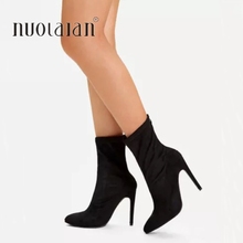 2019 Women Boots Sexy Pointed Toe High Heels Ankle Boots for Women Fashion Autumn Winter Shoes Woman High Heel Boots 2024 - buy cheap