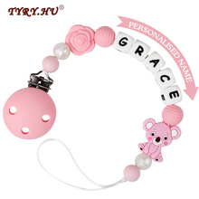 TYRY.HU Personalised Name Teething Dummy Clips Soother Pacifier Chain Holder Silicone Koala Beads BPA Free For Baby Shower Gift 2024 - buy cheap