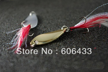 5PCS Fishing Spoon Lure Treble Feather Hook Spinner baits golden 6.5g 10g 2024 - buy cheap