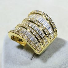 Уникальное роскошное женское кольцо Choucong, широкое кольцо из серебра 925 пробы и золота с фианитами 2024 - купить недорого