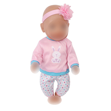 Кукольная одежда, розовые длинные рукава + повязка на голову, размер 43 см, детские куклы и куклы для девочек 18 дюймов, аксессуары для одежды, f607 2024 - купить недорого
