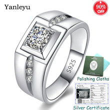 Send Certificate! Yanleyu Fashion Man Engagement Ring 100% 925 Sterling Silver 1.0ct AAA Zircon CZ Wedding Ring Jewelry PR258 2024 - buy cheap