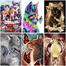 Resin Round 5D Diamond Painting Cats butterfly Cartoon Animals Full Drill Embroidery Crystal Mosaic Cross stitch Gift decoration 2024 - buy cheap